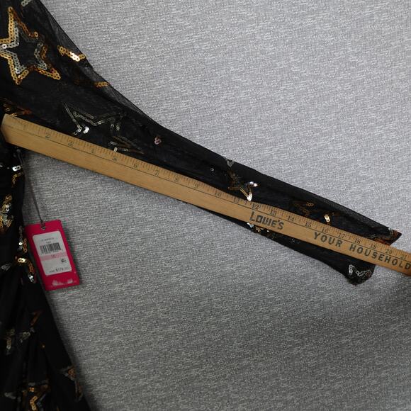 Vince Camuto Black Long Sleeve Mesh Dress with Sequin Stars Women's Size 10 - Picture 8 of 10